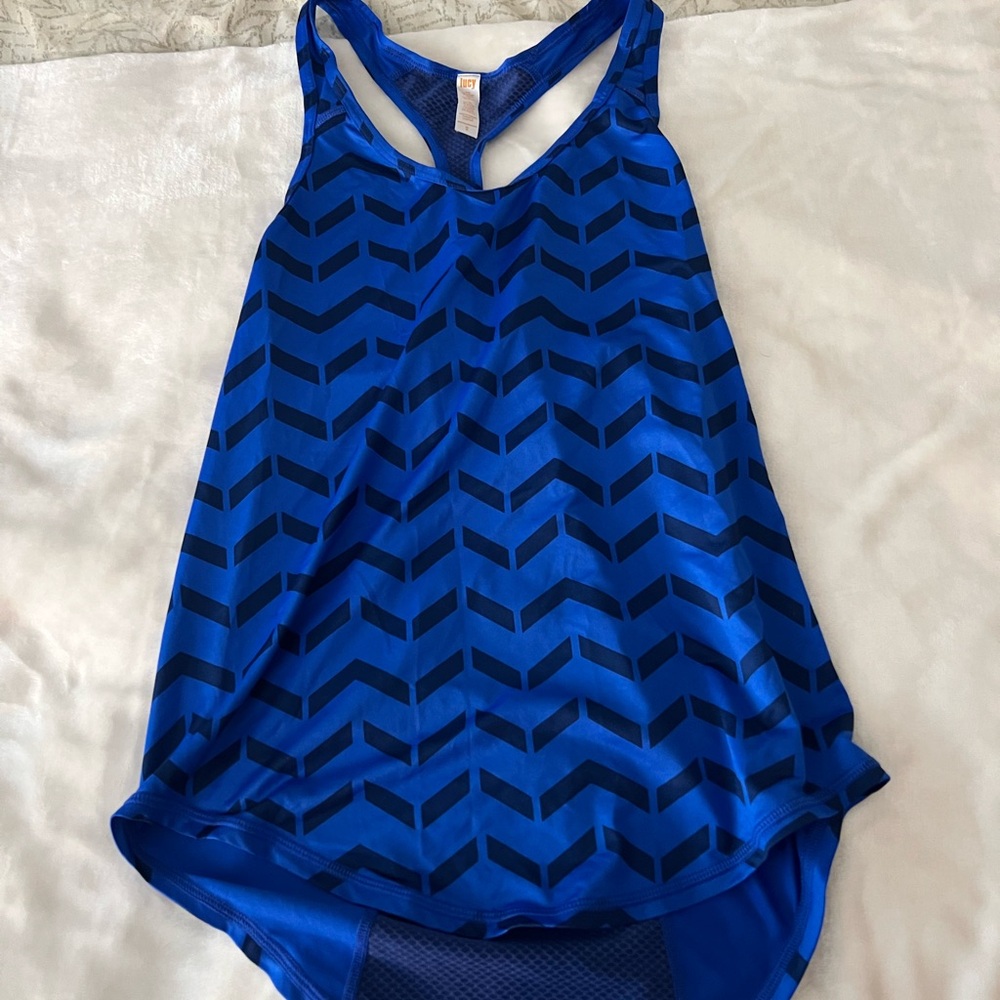 Lucy Blue Chevron Racerback Tank Top